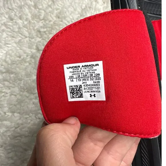 Under Armor Red Black Memory 4D-Foam Adjustable Strap Sporty Slides Casual - Picture 5 of 6